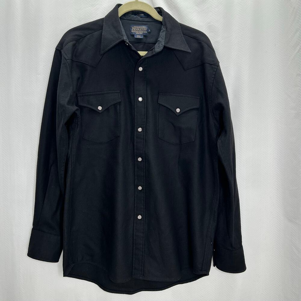 Pendleton mens Canyon black snap button shirt medium western ranch